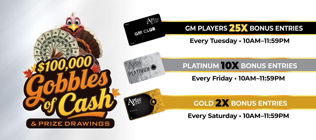 $100,000 Gobbles of Cash Bonus Enteries